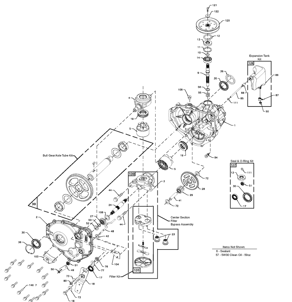 Hydro Tansmission Service Parts - Hydro-Gear 317-0410 (1733364) Diagram and Parts List for 1695071-1171HST 2006 Briggs and Stratton Snow Blower